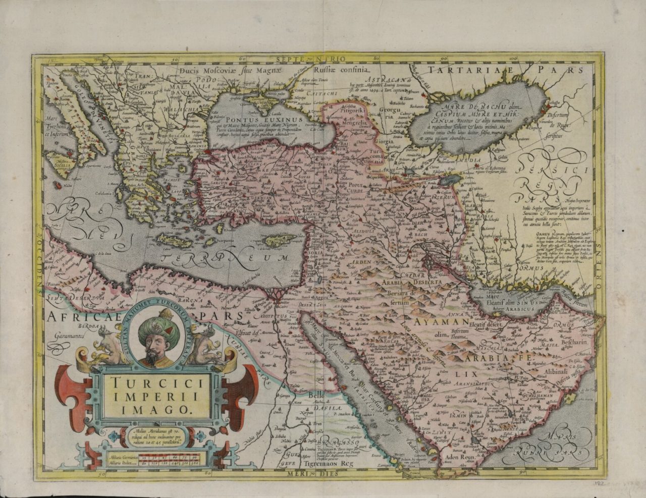 1600 yılında Felemenk haritacı Jodocus Hondius’un yaptığı Osmanlı İmparatorluğu haritası.