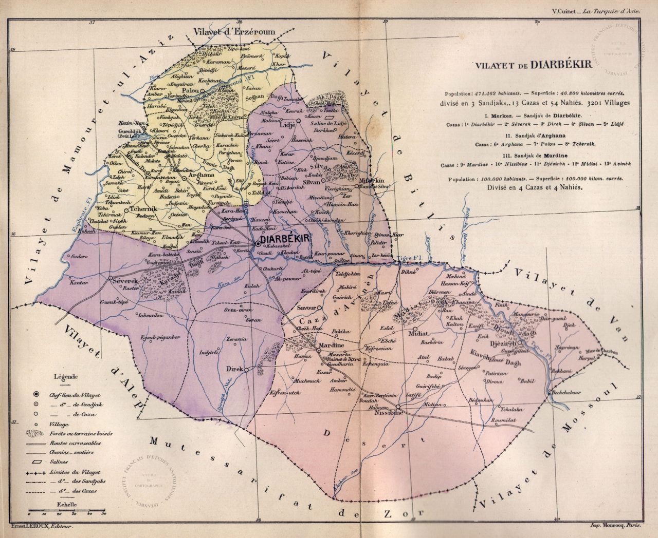 Düyûn-ı Umumiye adına Osmanlı kentlerini dolaşan ve envanter çıkaran Vital Cuinet’in kayıtları 1891 tarihli bu haritaya vesile oldu.