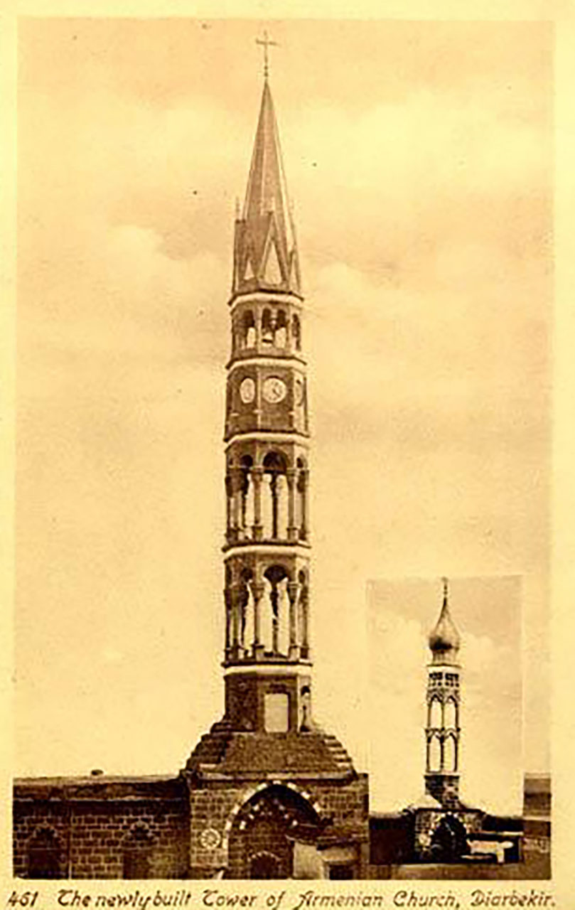 The magnificent bell tower of the church, built in 1914, was demolished two years later, on the pretext that it was taller than the Four-Legged Minaret of Sheikh Mutahhar Mosque...