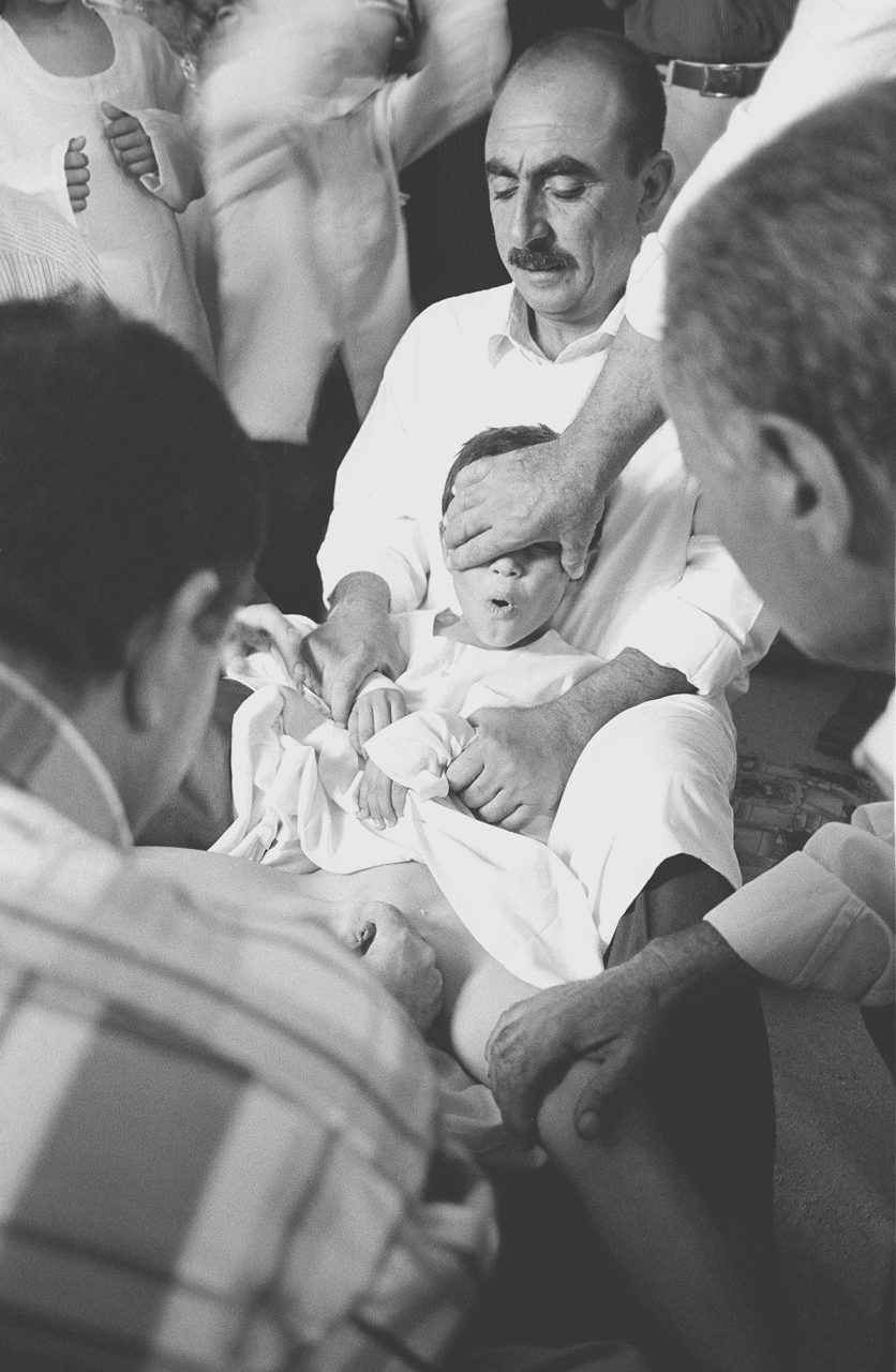 In Yezidi culture, the sünnet (circumcision) ceremony is held twenty days after the baptism ceremony. For this ceremony, the child’s family must appoint a kirve (kerif). (Photograph: Hüsamettin Bahçe, 2007)
